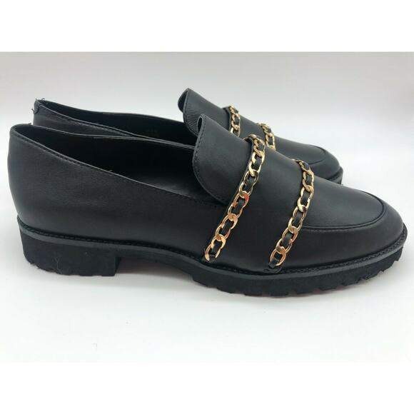 Karl Lagerfeld Shoes - Karl Lagerfeld Women's Flats Irene Leather Gold Chain Slip On Size 7.5M New